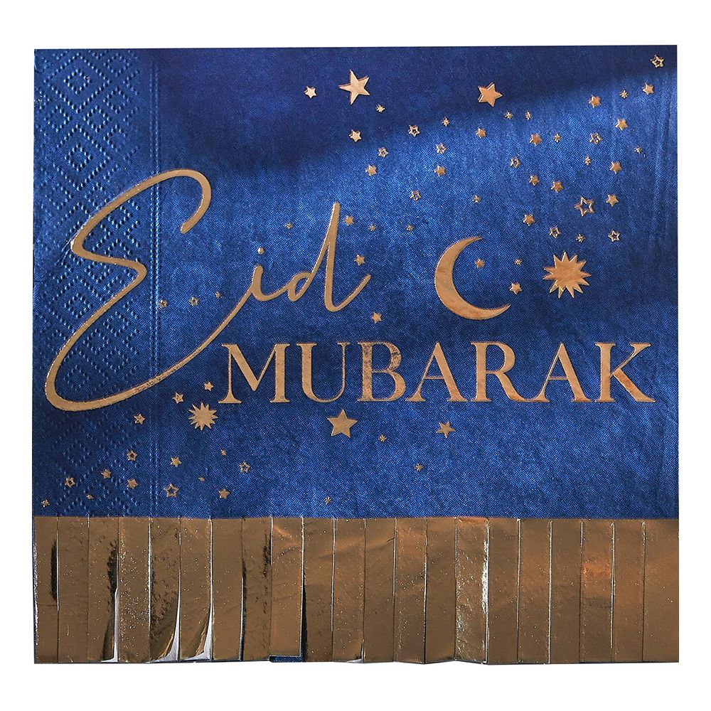 Servetter Eid Mubarak Blå/Guld