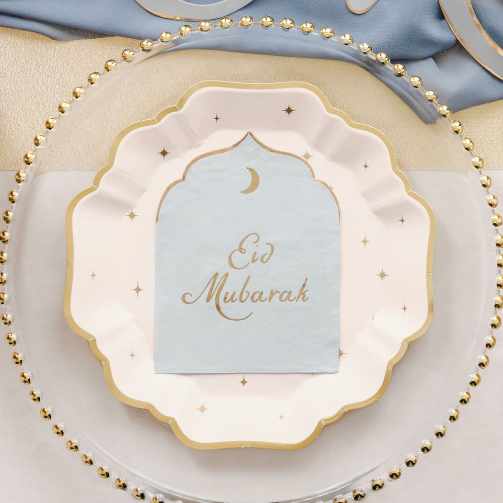 Servietter Eid Mubarak Lyseblå