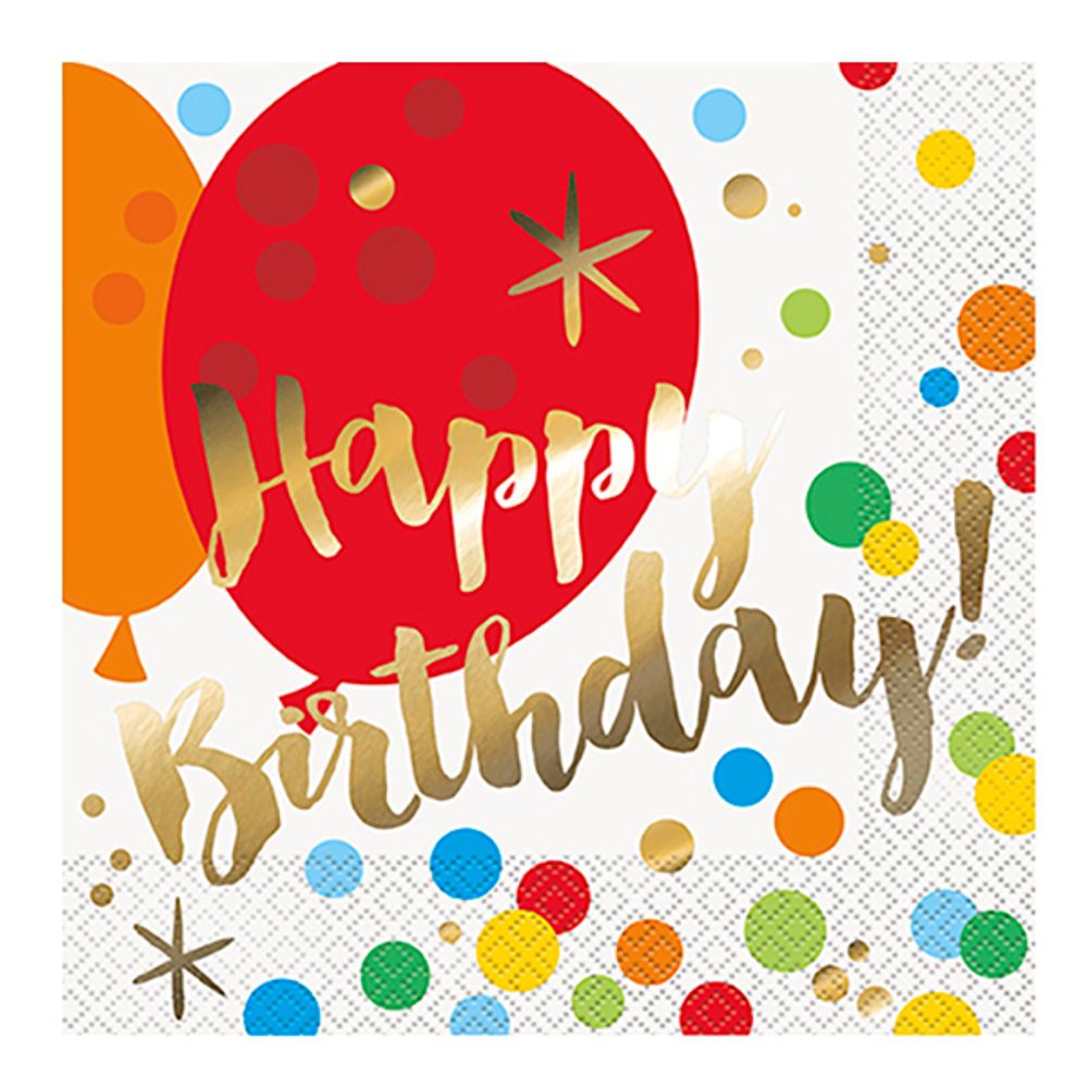 Servietter Gull Happy Birthday