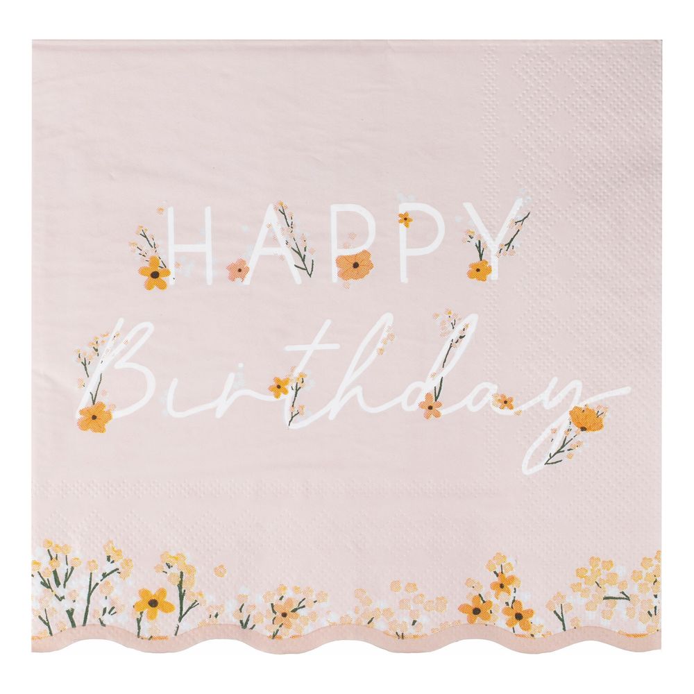 Servietter Happy Birthday Floral