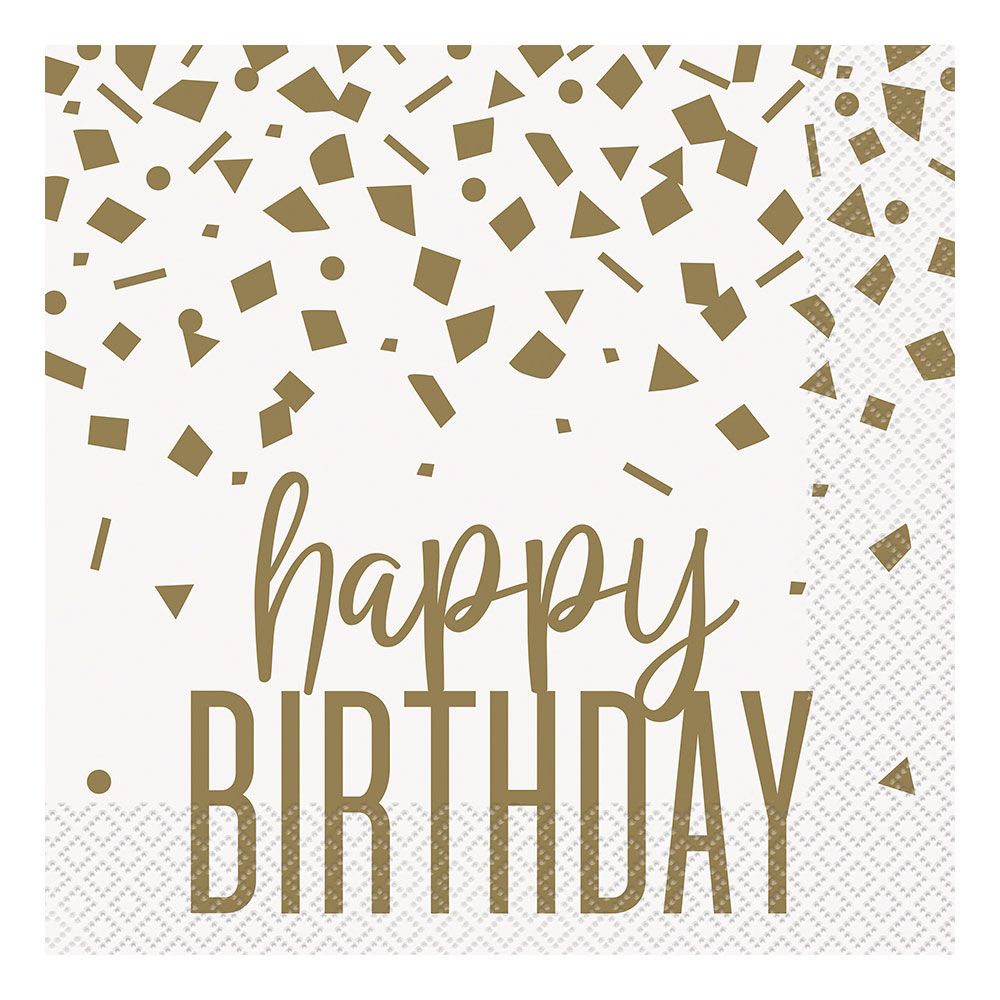 Servietter Happy Birthday Gold