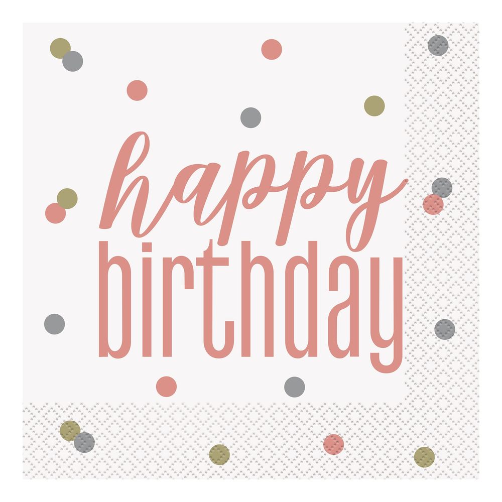 Servietter Happy Birthday med Prikker