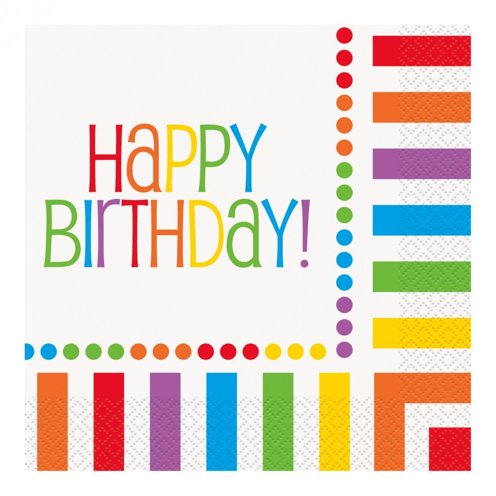 Servietter Happy Birthday Rainbow