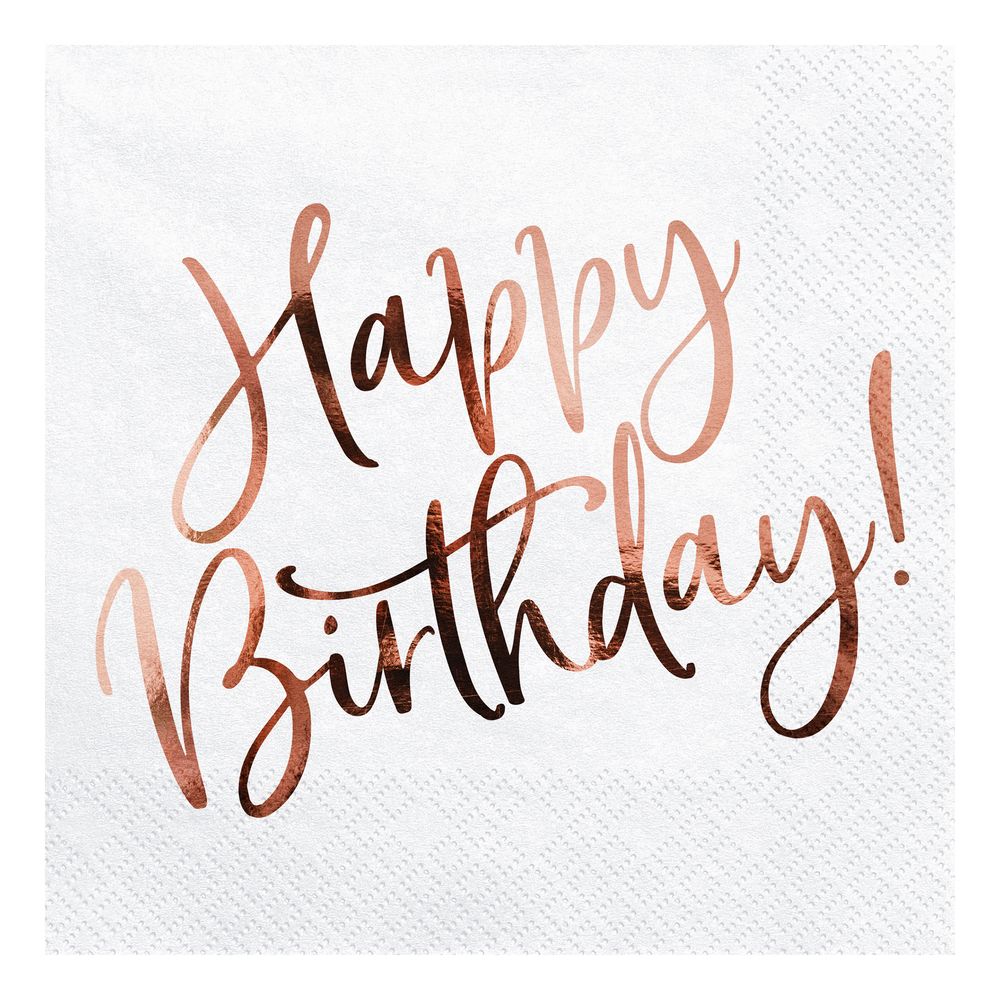 Servietter Happy Birthday Rosaguld