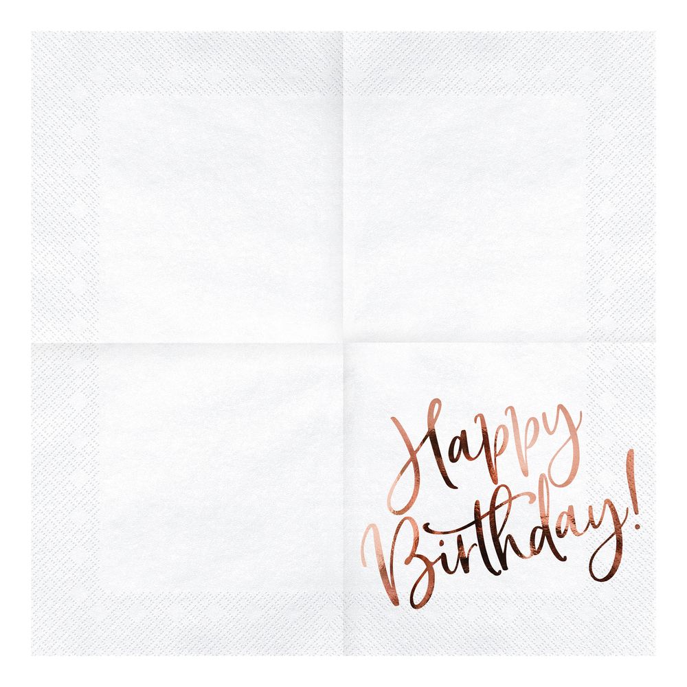 Servietter Happy Birthday Rosaguld