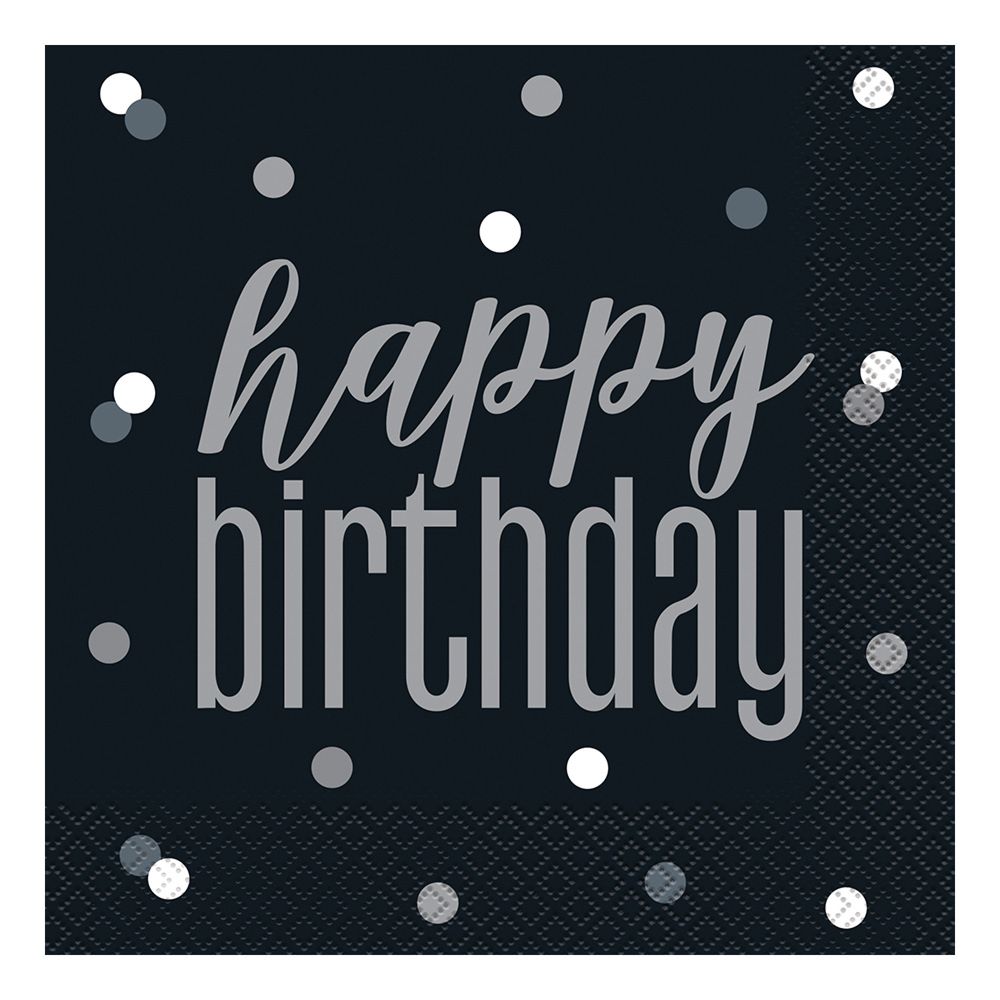 Servietter Happy Birthday Sort Prikket