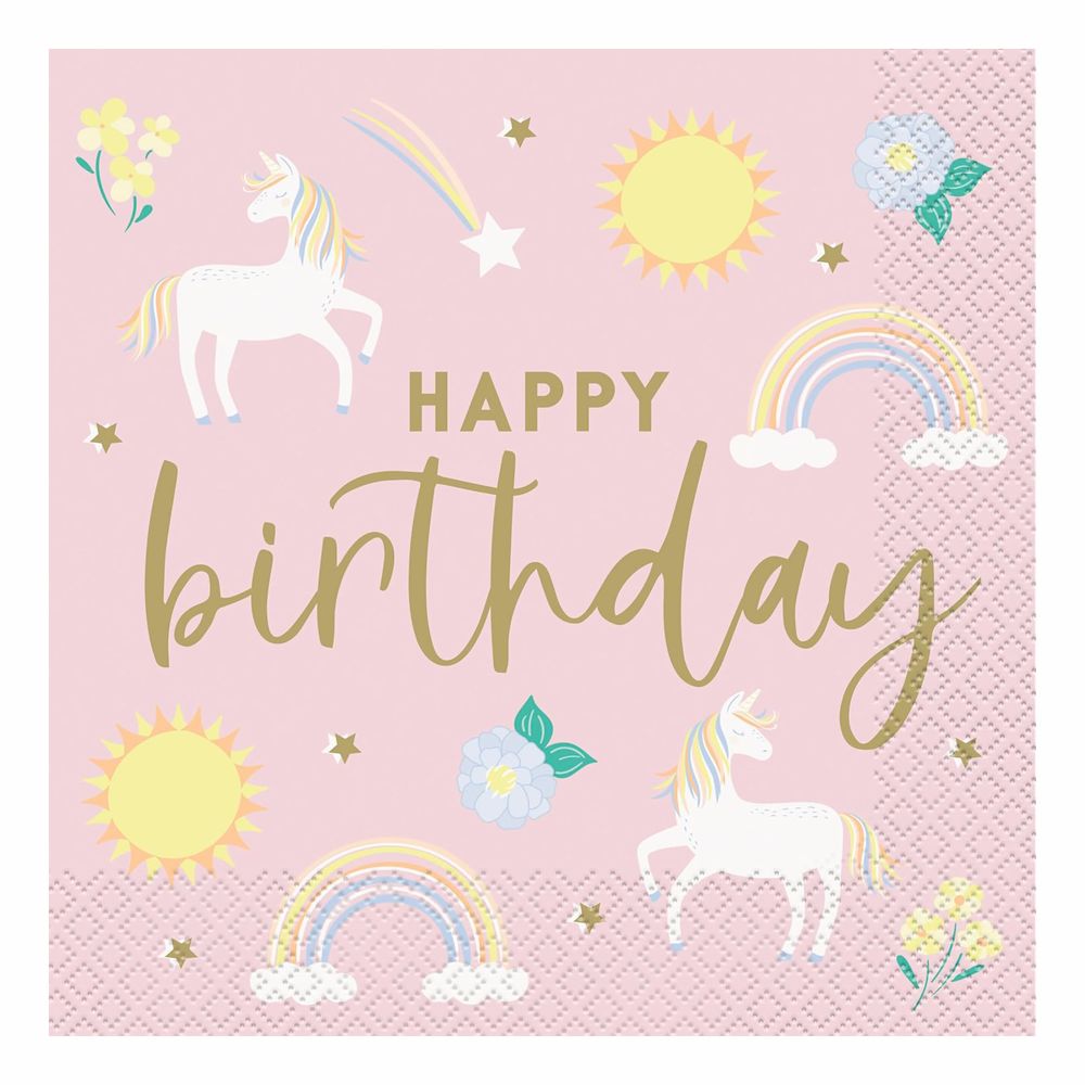 Servietter Happy Birthday Unicorn