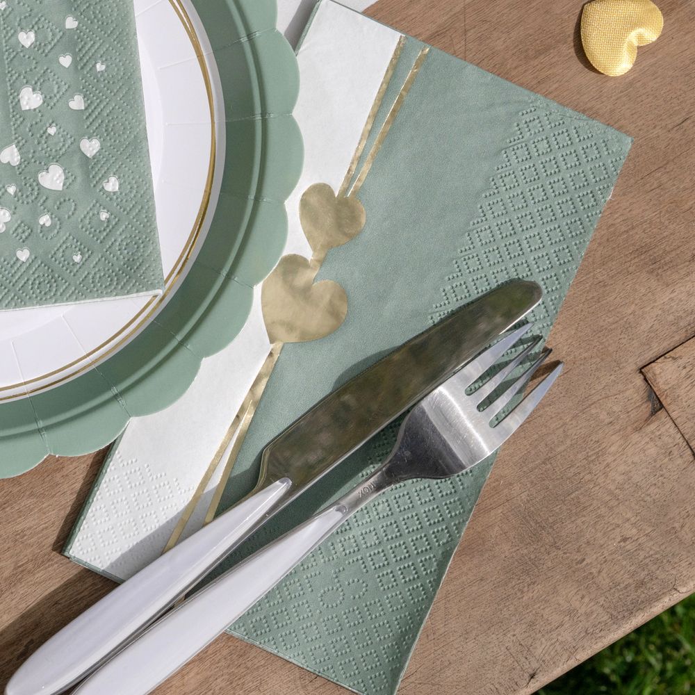 Servietter Hjerte Dusty Green