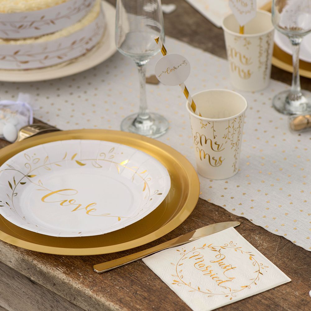 Servietter Just Married Hvit/Gull