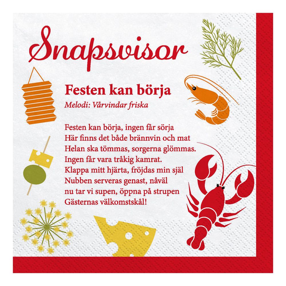Servietter Krebsfest Snapsviser