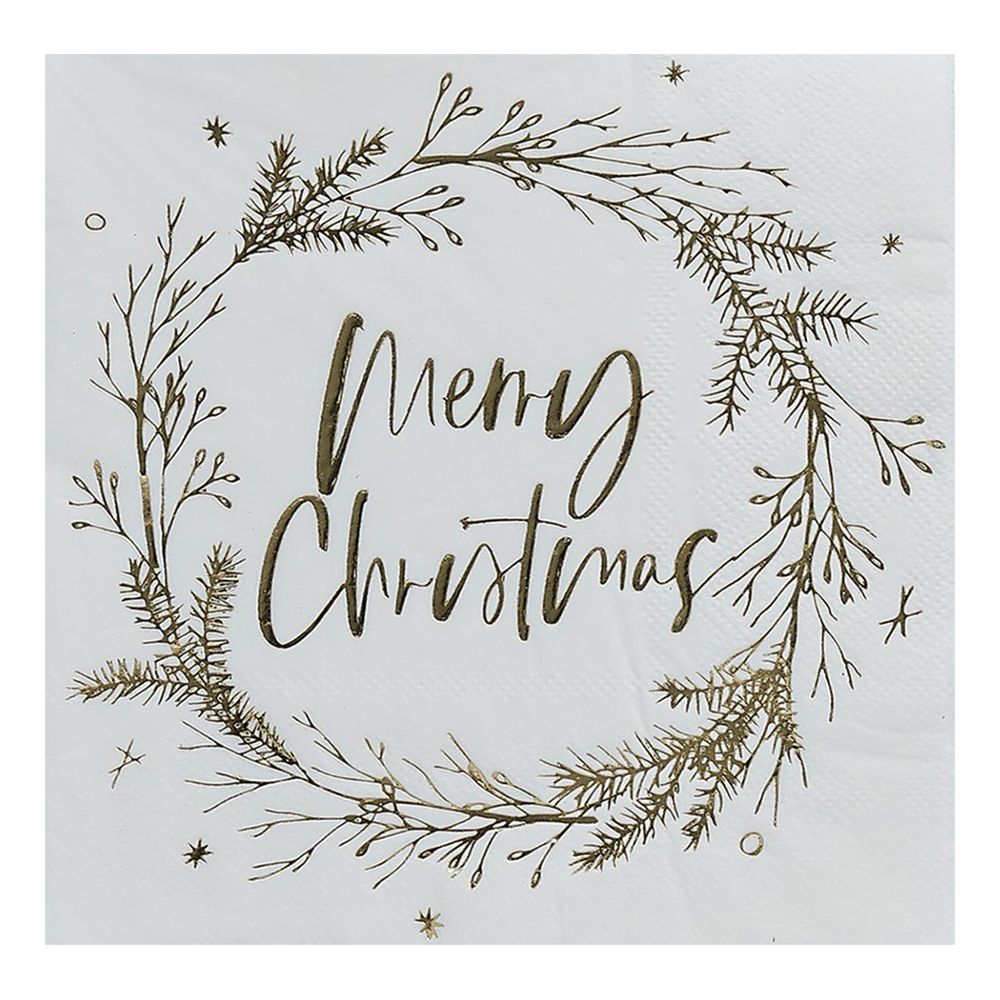 Servetter Merry Christmas Guld
