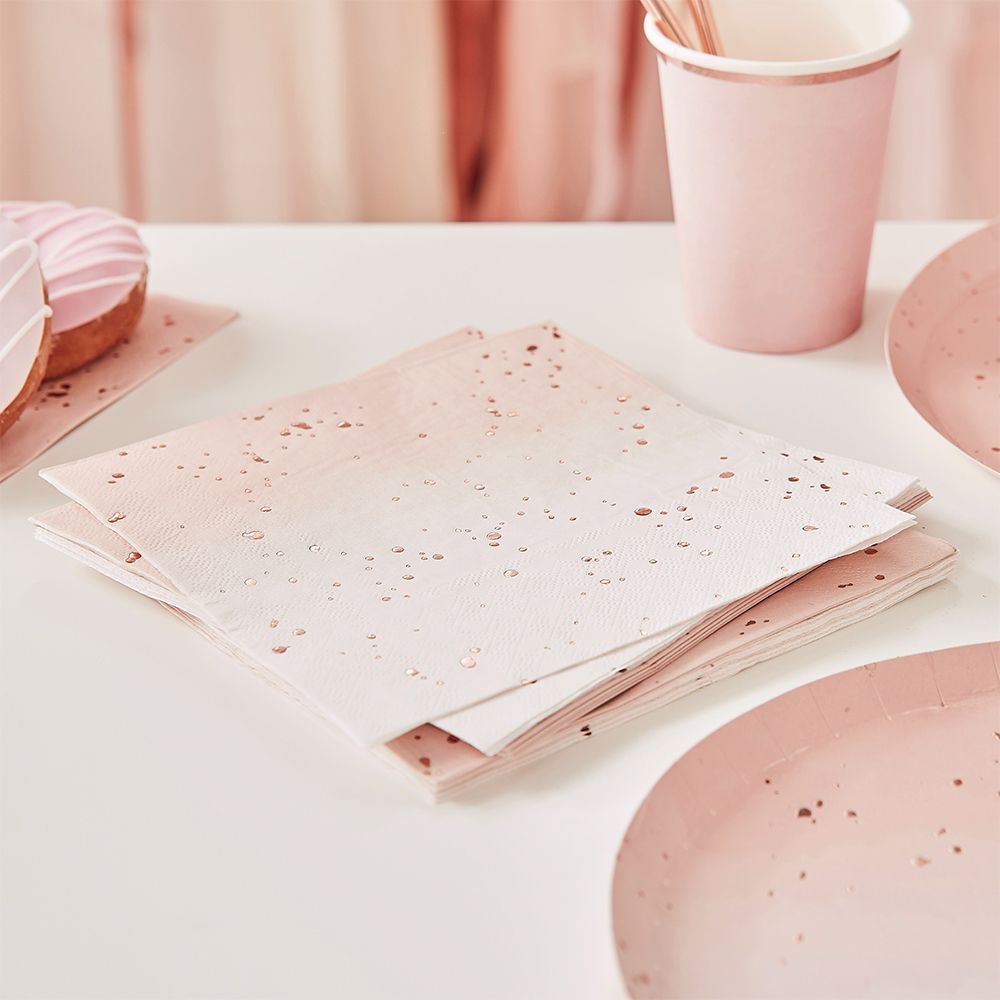 Servetter Prickiga Rosa/Guld