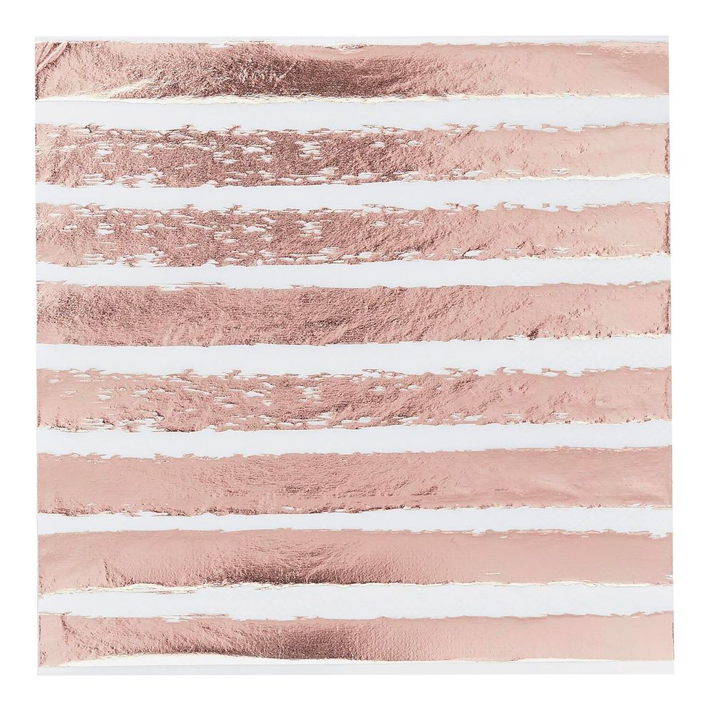 Servietter Stribede Roséguld Metallic
