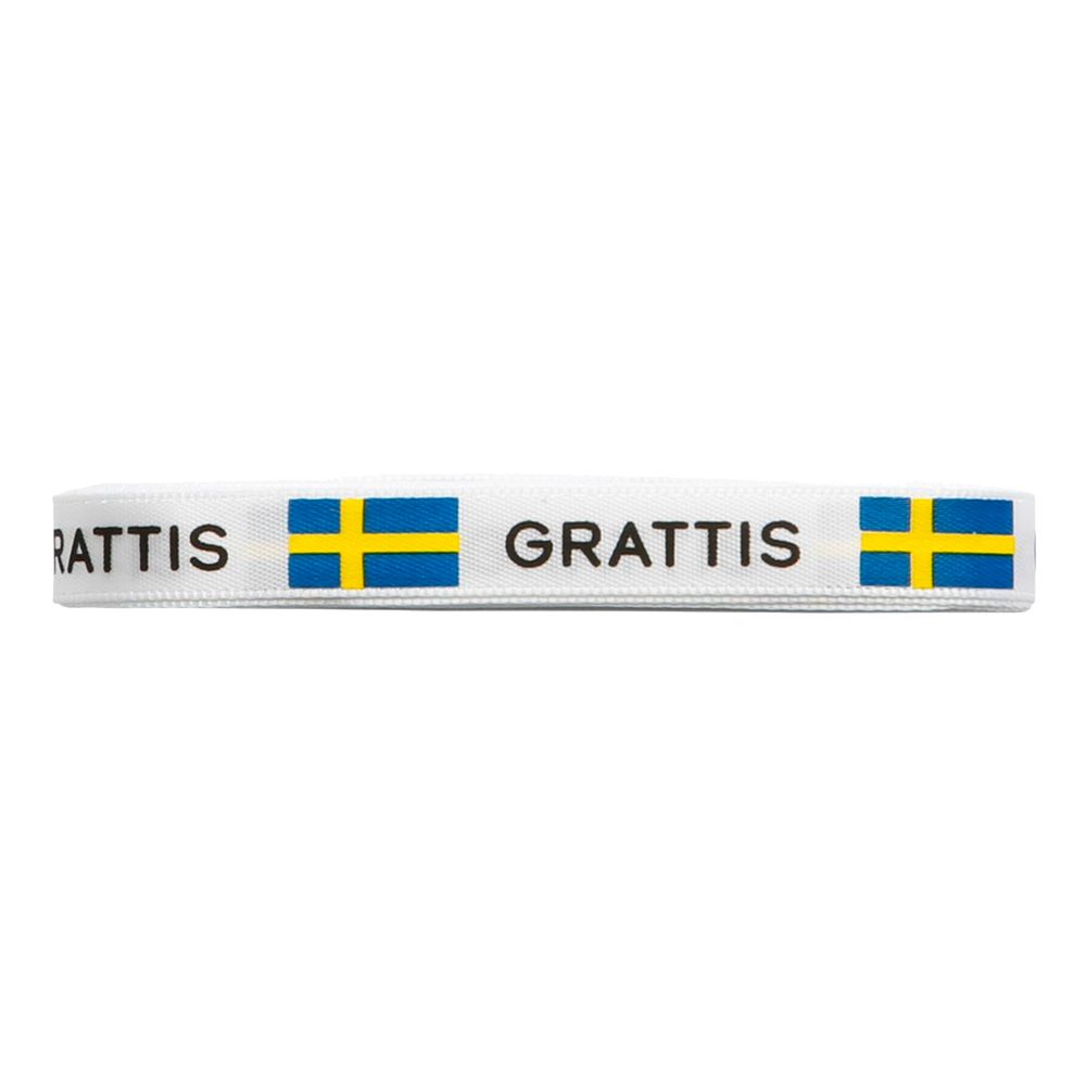 Silkebånd Grattis Svensk Flagg