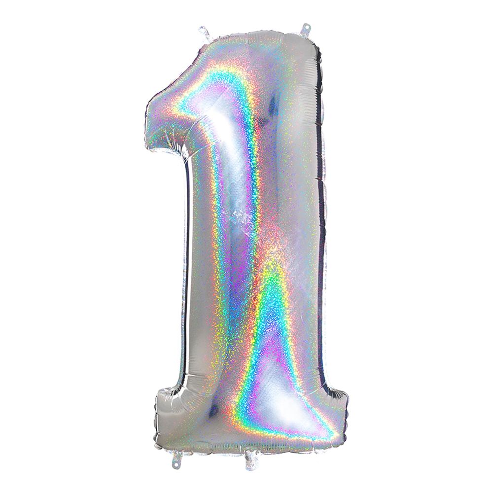 Sifferballong Glitter Silver