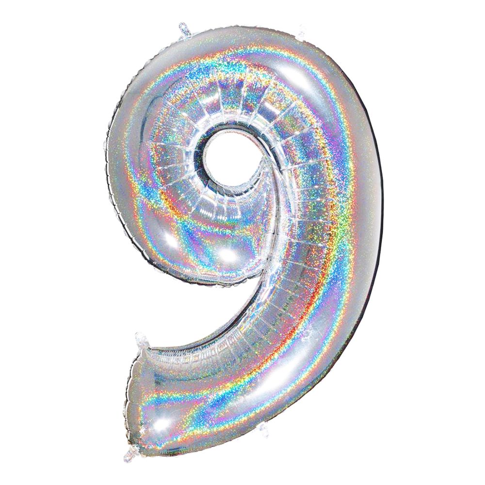Sifferballong Glitter Silver