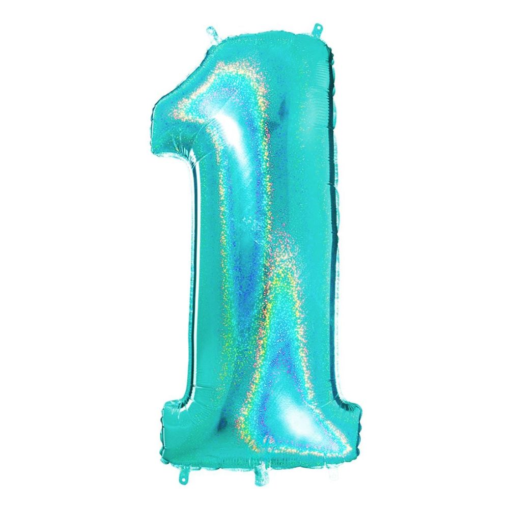 Sifferballong Glitter Turkos