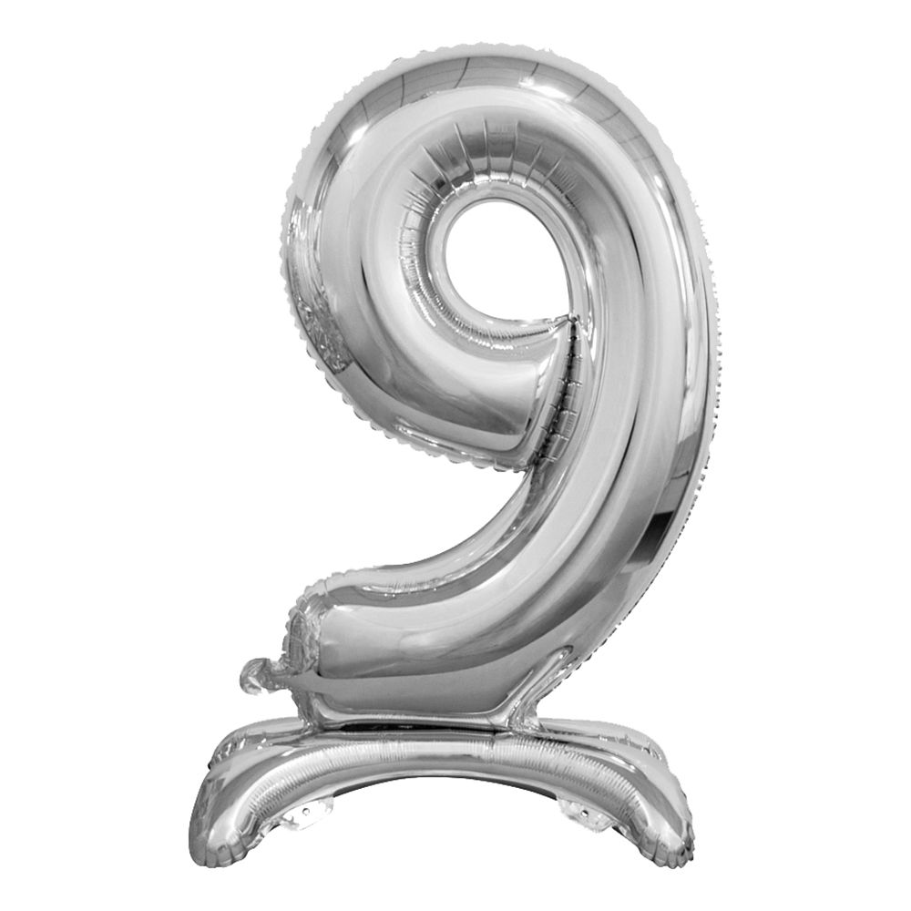 Numeroilmapallo Jalustalla Hopea Metallic