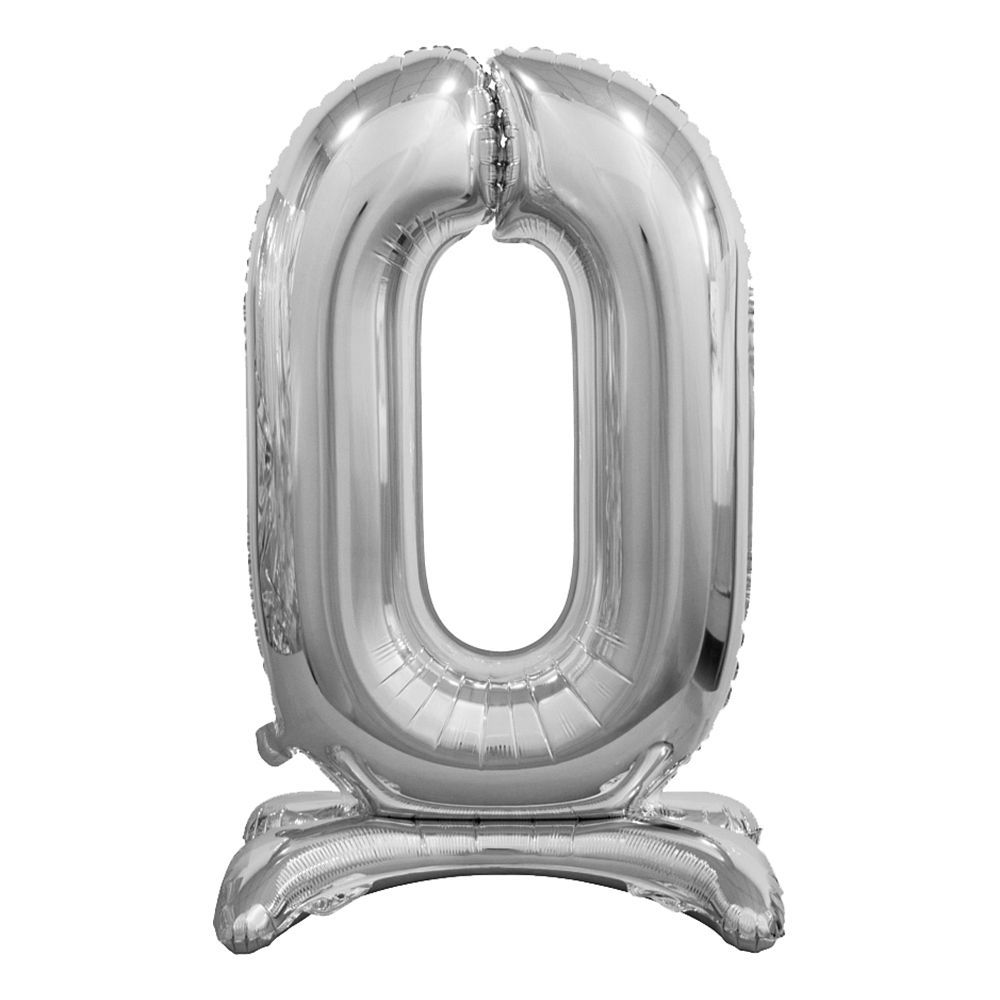 Numeroilmapallo Jalustalla Hopea Metallic