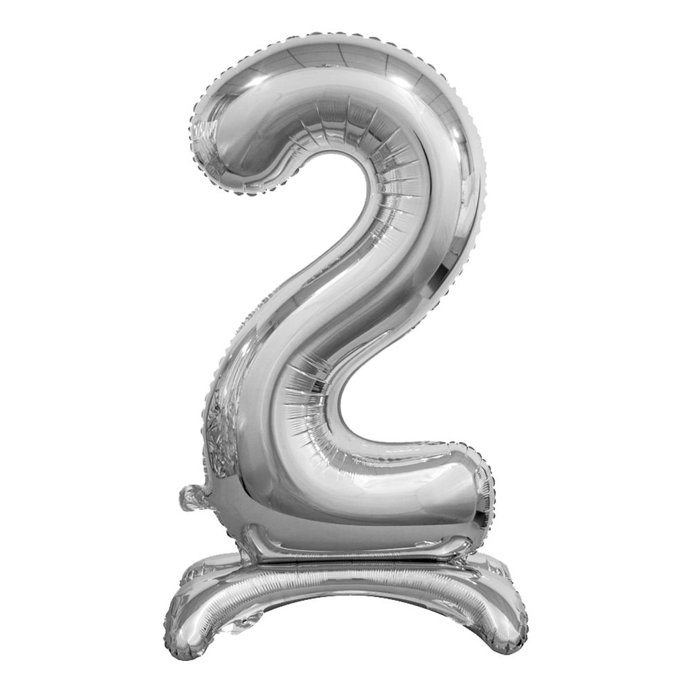 Numeroilmapallo Jalustalla Hopea Metallic