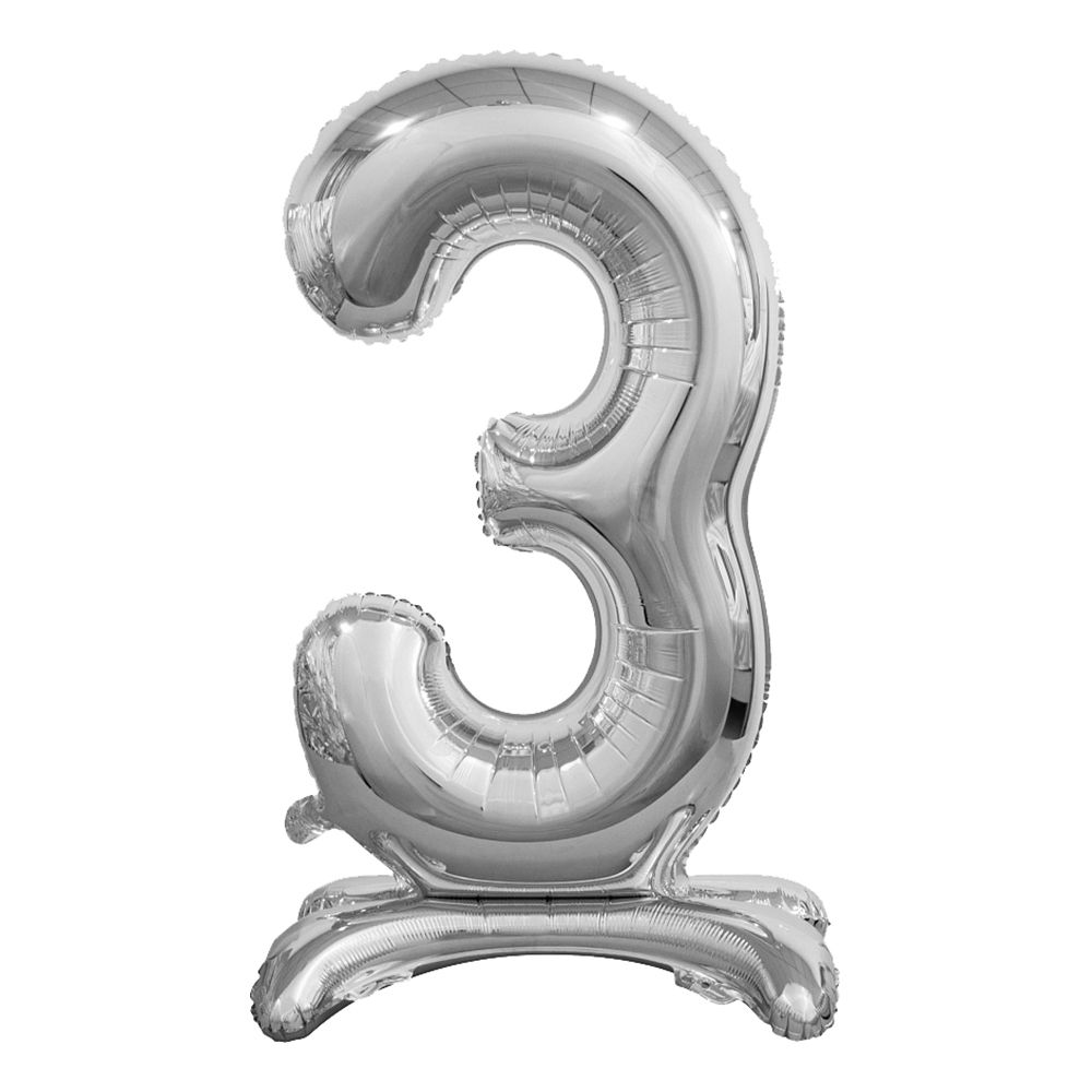 Numeroilmapallo Jalustalla Hopea Metallic