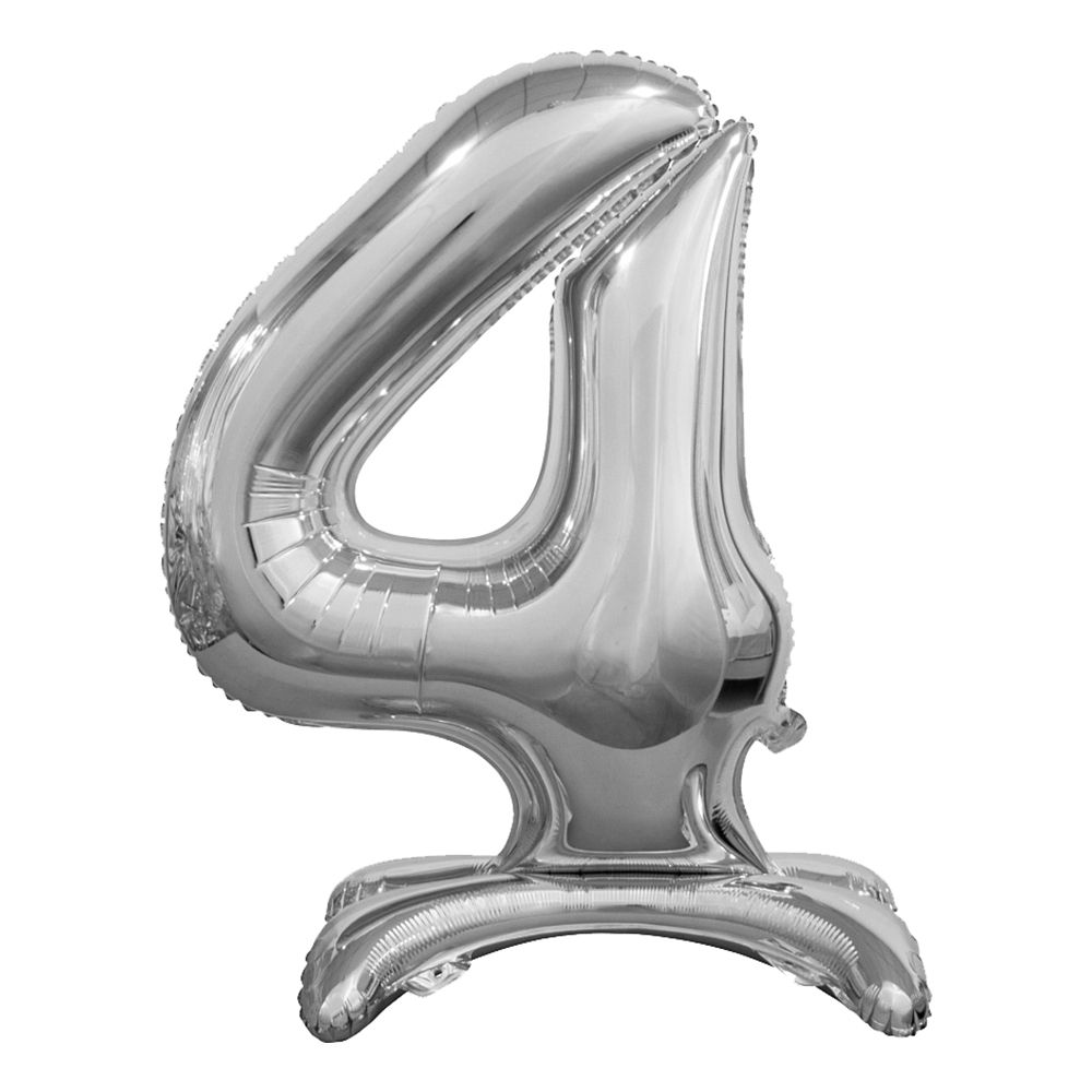 Numeroilmapallo Jalustalla Hopea Metallic