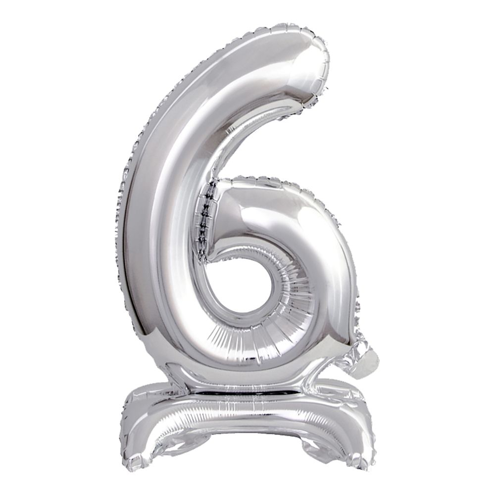 Numeroilmapallo Mini Jalustalla Hopea Metallic