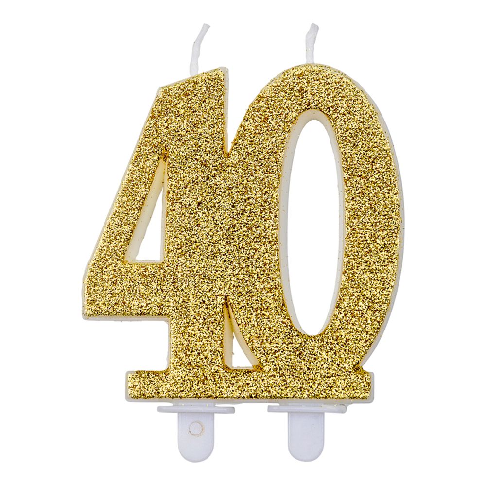 Numerokynttilä 40 Kulta Kimalle