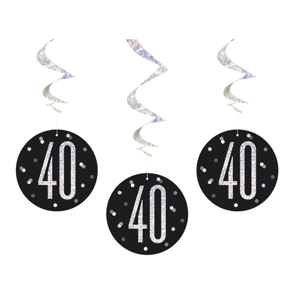 Numero 40 Musta/Hopea Riippuva Koriste