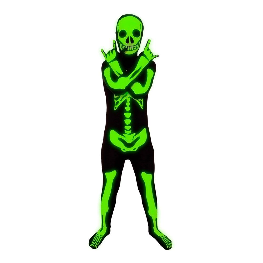 Pimeässä hohtava Luuranko Morphsuit Lasten Naamiaisasu