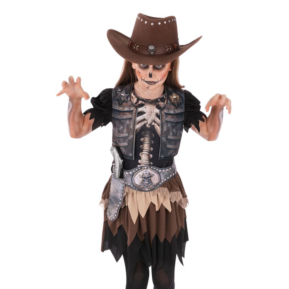Skjelett Cowgirl Barn Kostyme