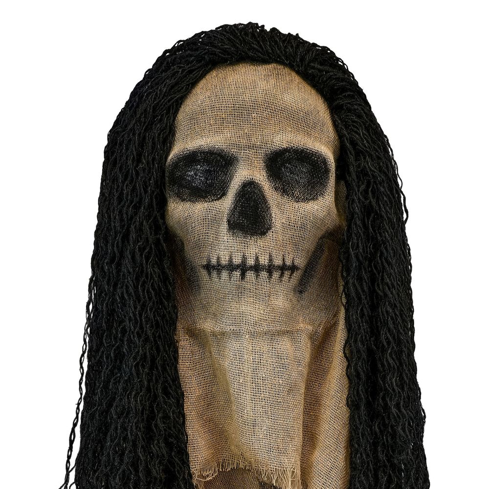 Skelettimaski Hiuksilla ja Hupulla