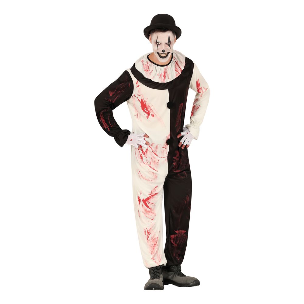 Skræmmende Klovn Sort/Hvid Kostume