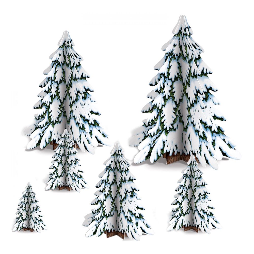 Snedækkede Grantræer 3D Borddekoration