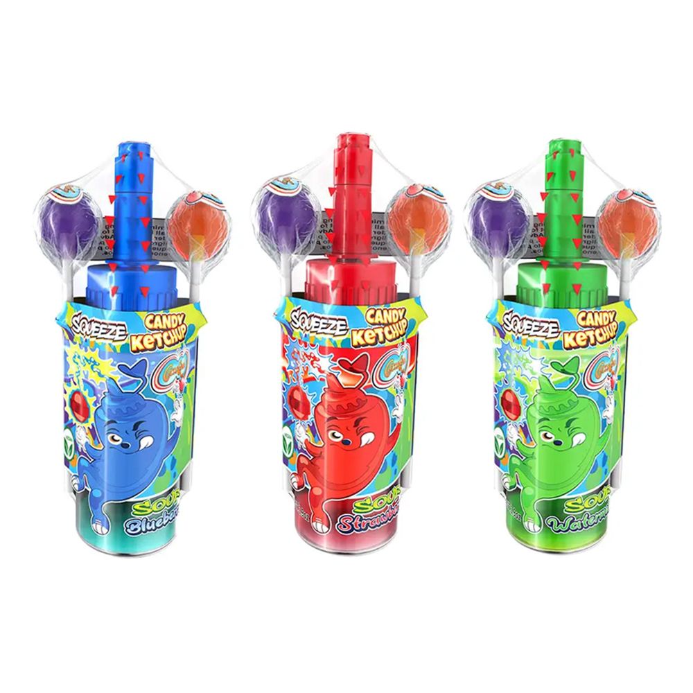 Squeeze Candy Ketchup med Lollipops