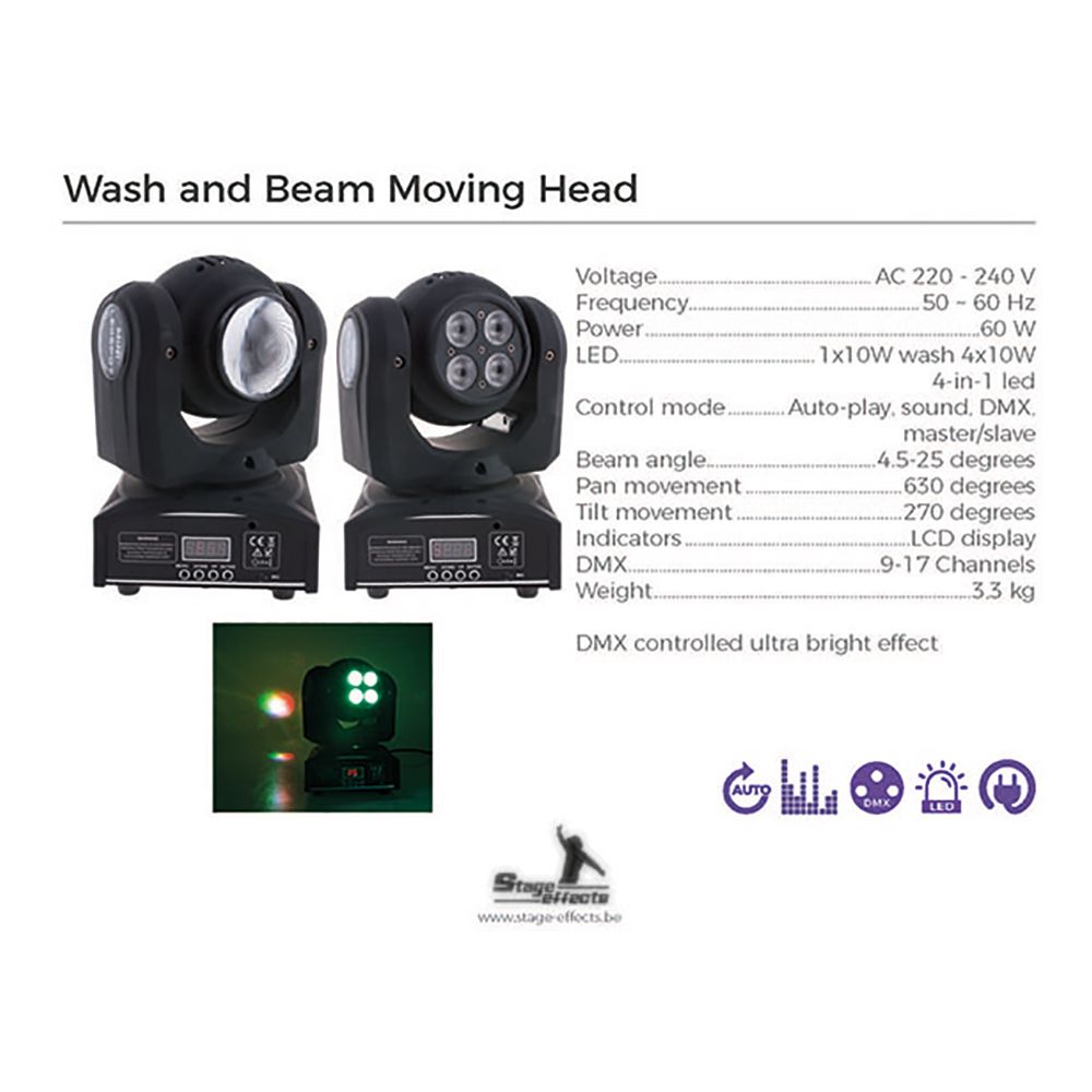 Stage Effects Wash and Beam Moving Head