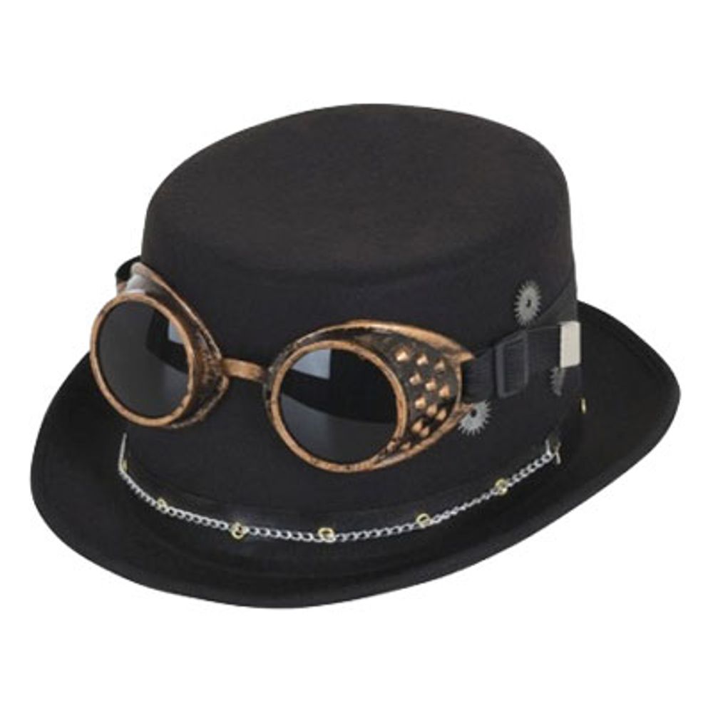 Steampunk Flosshatt med Briller