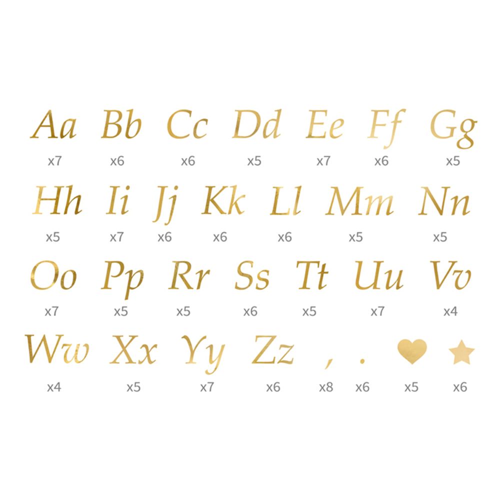Stickers Bogstaver Guld Metallic