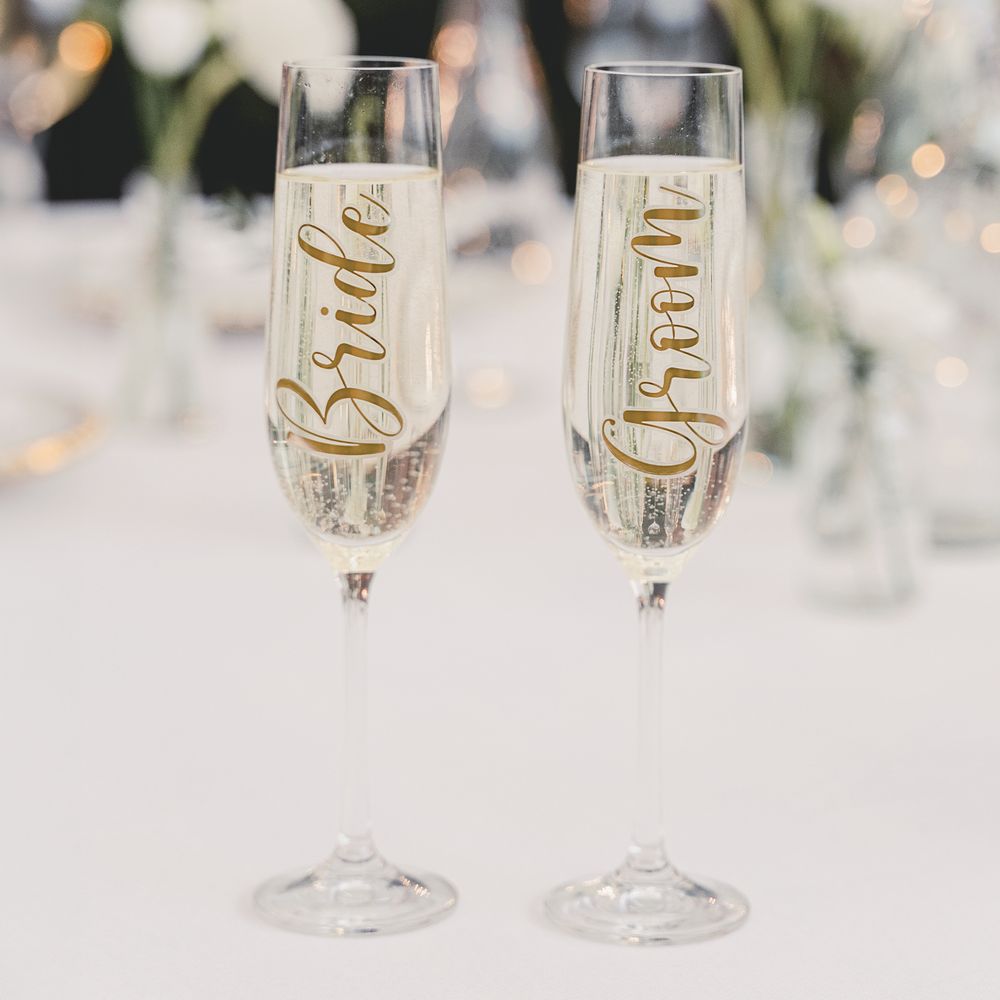 Stickers til Glas Bride & Groom