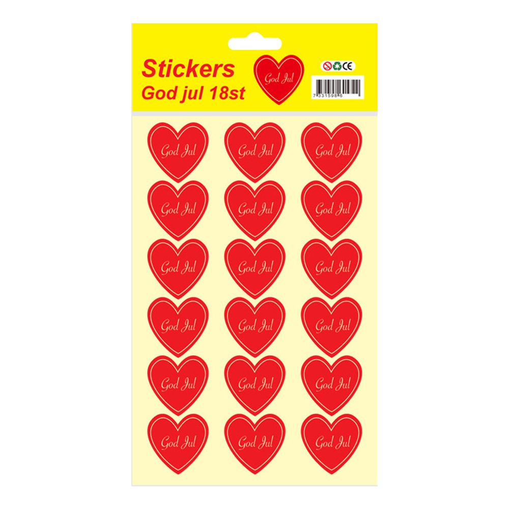 Stickershjärtan God Jul