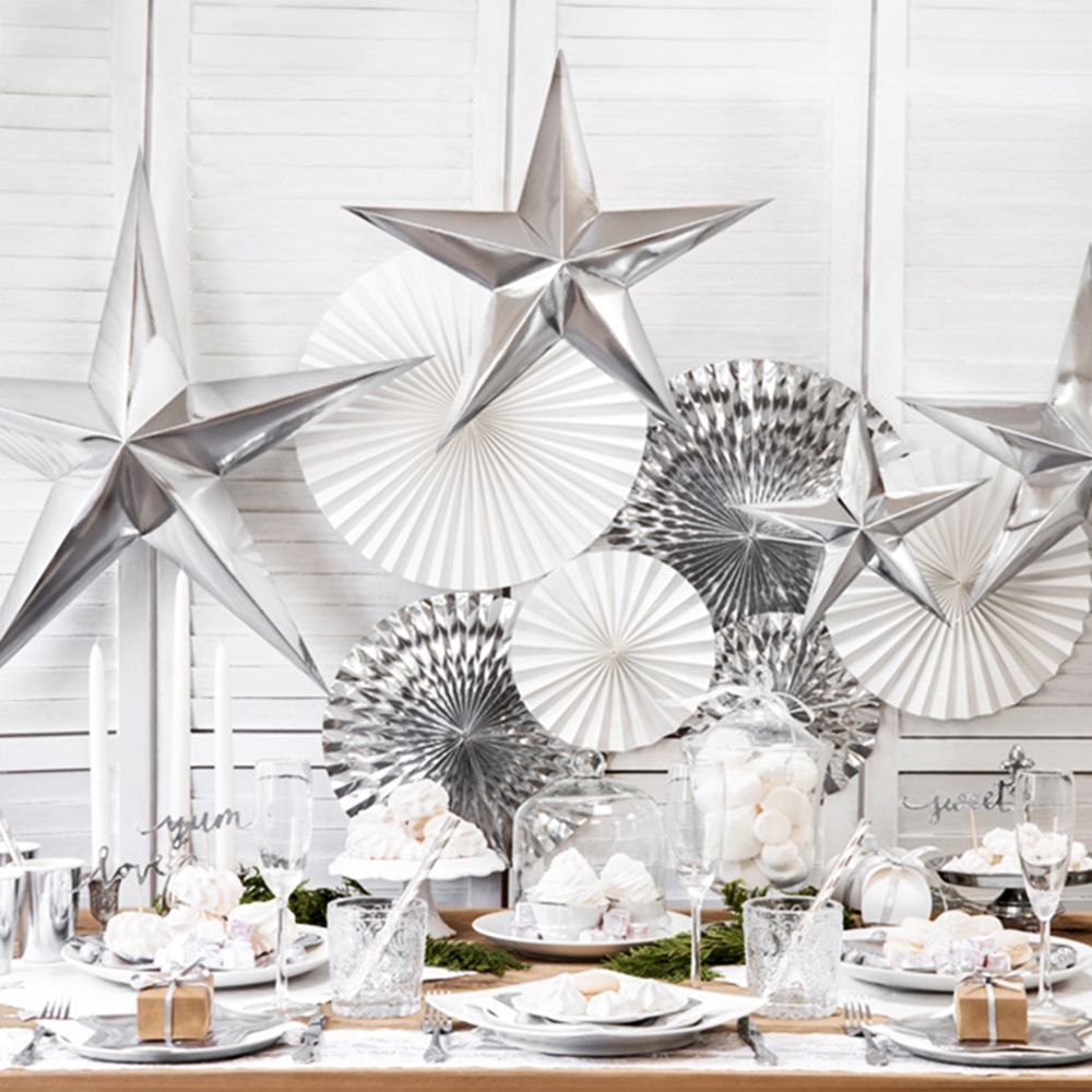 Stjärna i Papp Silver Metallic