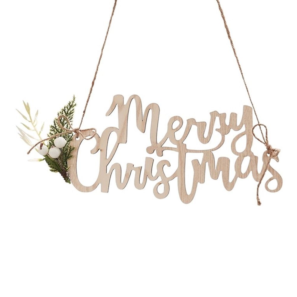Stolsdekoration i Trä Merry Christmas