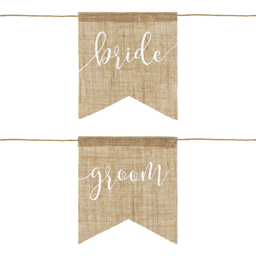 Stolsdekorationer Bride & Groom Jute
