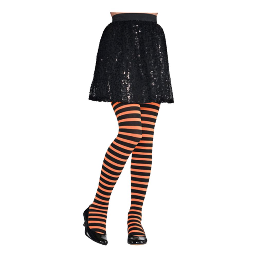 Strumpbyxor Barn Svart/Orange Randiga