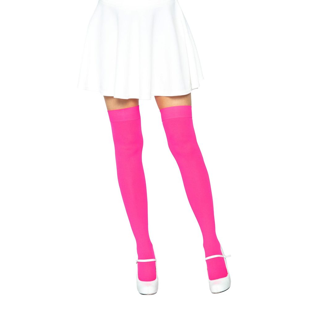 Knästrumpor Nylon Neonrosa Deluxe