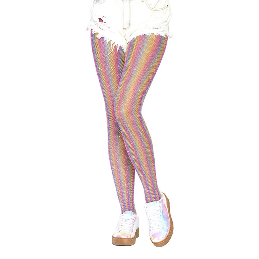 Strumpbyxor Rainbow Fishnet Rosa Deluxe