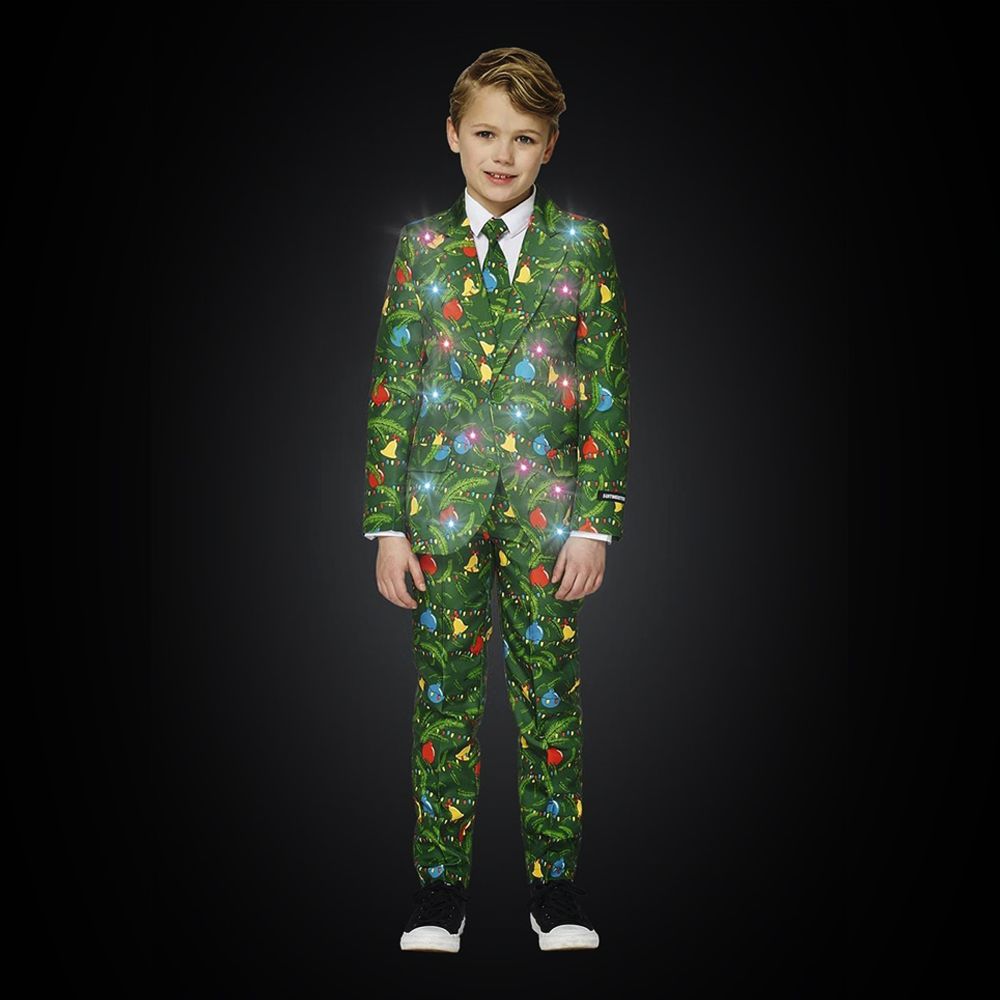 Suitmeister Boys Christmas Green Tree Light Up Jakkesæt
