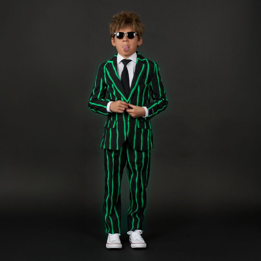Suitmeister Boys Glow Pinstripe Musta Puku