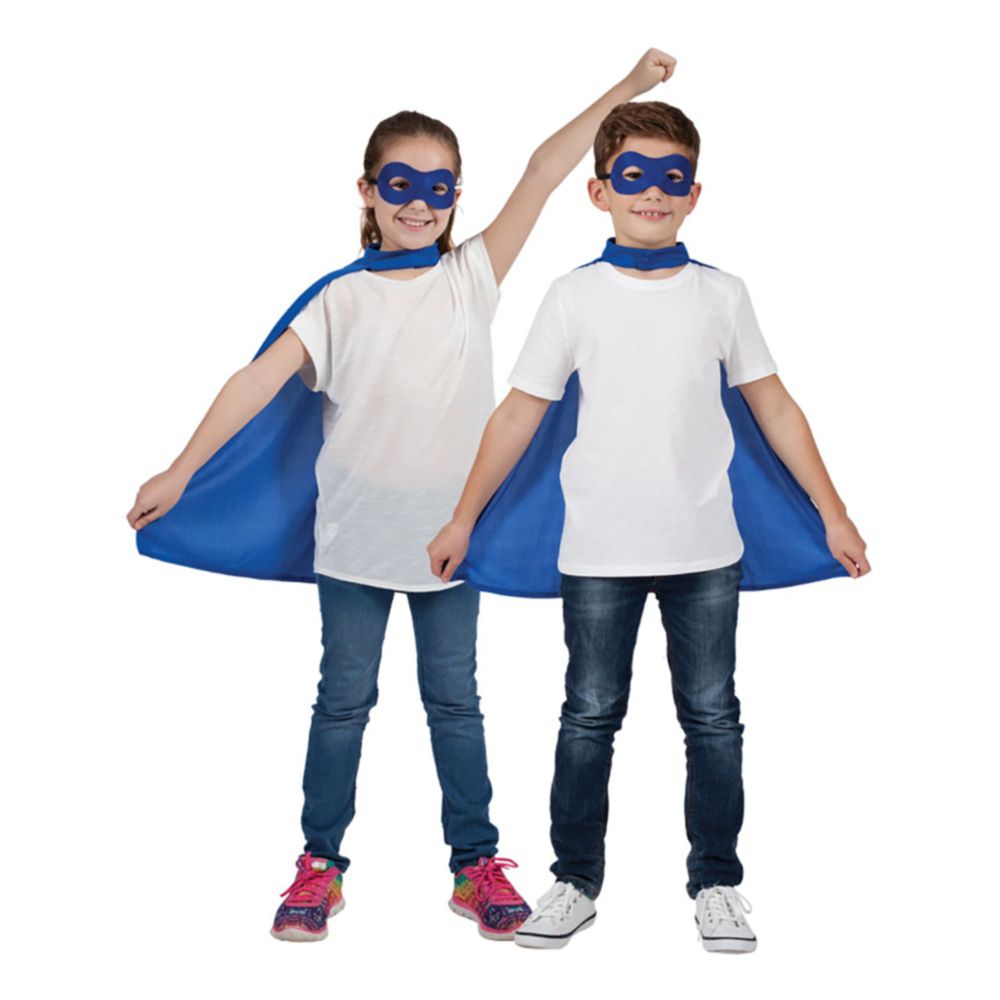 Superhelt Kappe med Maske Blå Barn