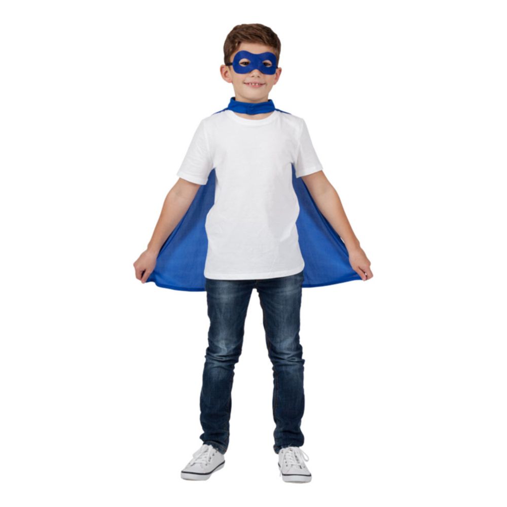 Superhelt Kappe med Maske Blå Barn